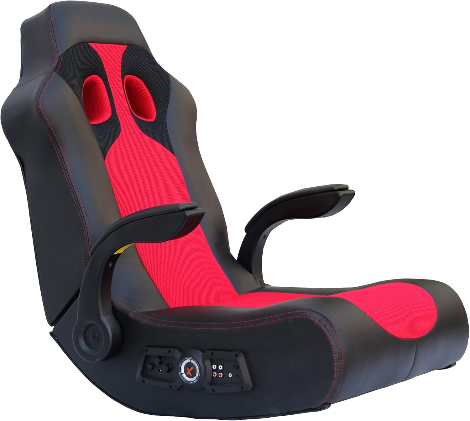 X Rocker, 5172801, Vibe 2.1 Wireless Bluetooth Gaming Floor Rocker, 23.62 x 14.57 x 17.69, Black/Red