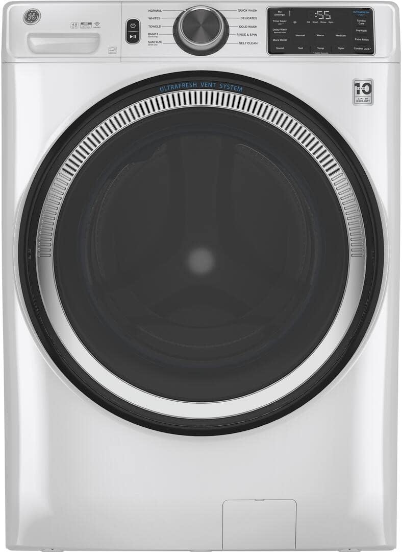 GE GFW550SSNWW 28" Front Load Washer with 4.8 cu. ft. Capacity UltraFresh Vent System with OdorBlock Microban Antimicrobial Technology and Built-in