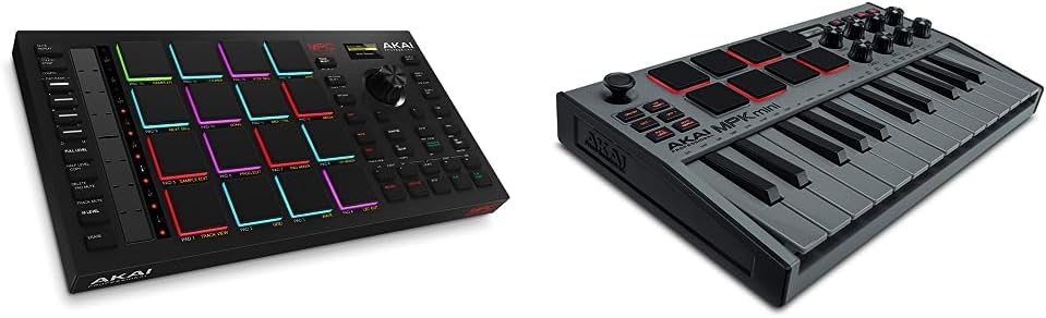 Akai Professional MPC Studio MIDI Controller Beat Maker & Professional MPK Mini MK3-25 Key USB MIDI Keyboard Controller With 8 Backlit Drum Pads