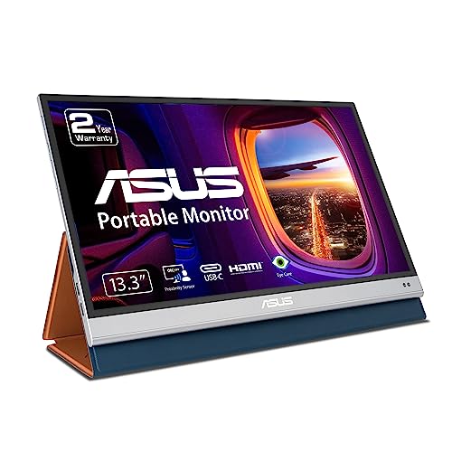 ASUS ZenScreen OLED 13.3” 1080P Portable USB Monitor (MQ13AH) - Full HD, 100% DCI-P3, 1ms, Delta E < 2, HDR-10, Eye Care, USB Type-C, Mini HDMI