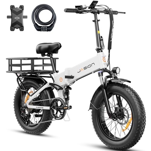 Jasion X-Hunter Electric Bike for Adults,1400W Peak Motor 30MPH Max Speed,624WH Removable Battery Full Suspension 20 * 4.0 Fat Tire Foldable Ebike