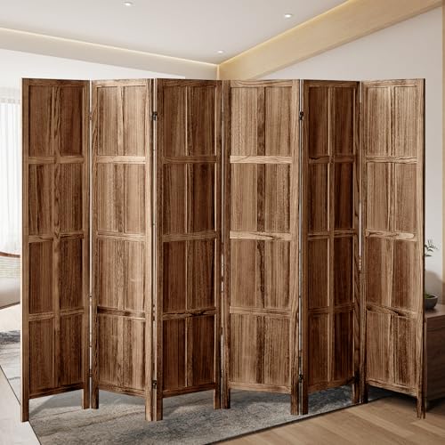 Wood Room Divider 4 Panel, 5.6 FT Tall Room Divider and Folding Privacy Screen, Partition Divider for Room Separation