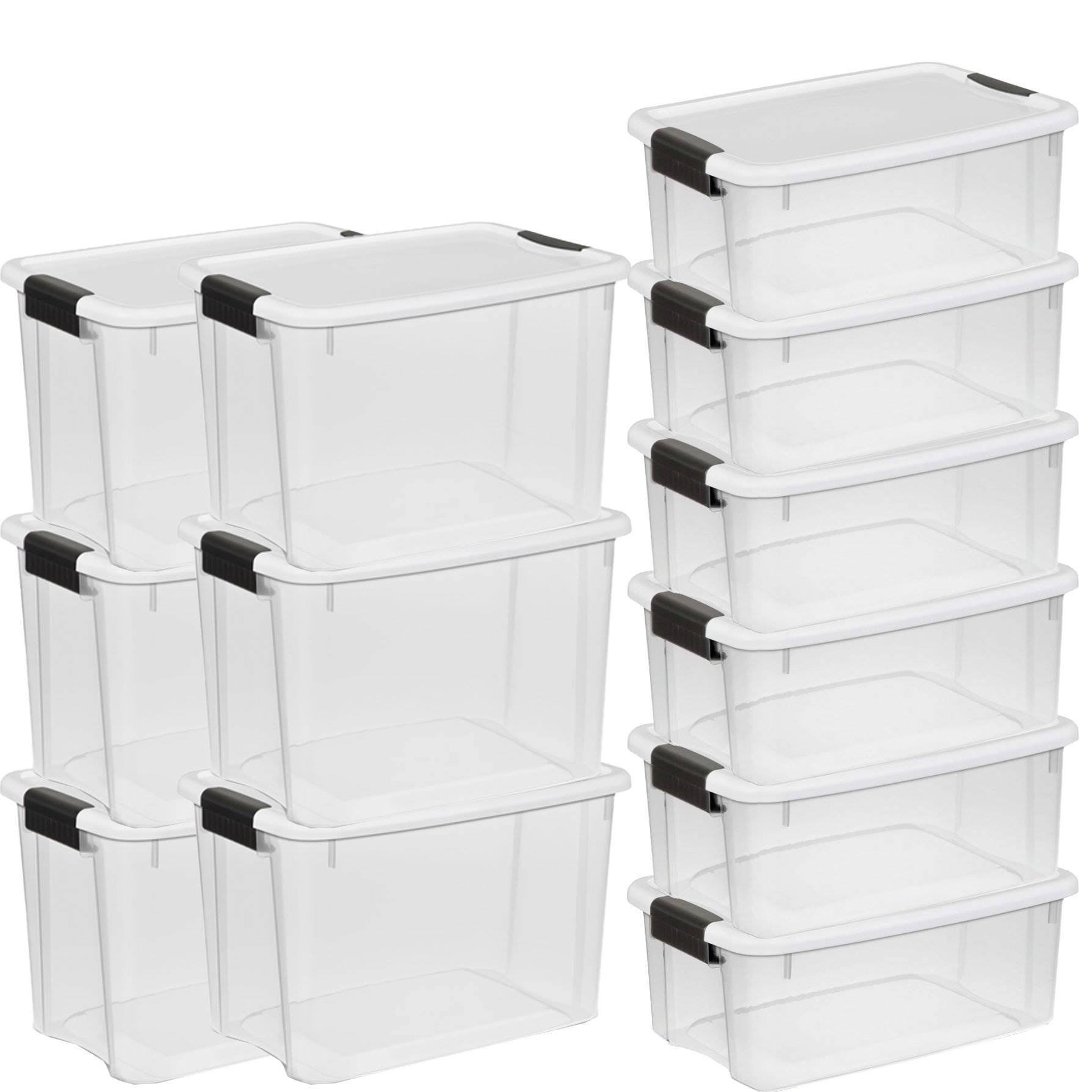 Sterilite 30 qt and 18 qt Ultra Clear Plastic Storage Container Box (12 Pack) - Megean