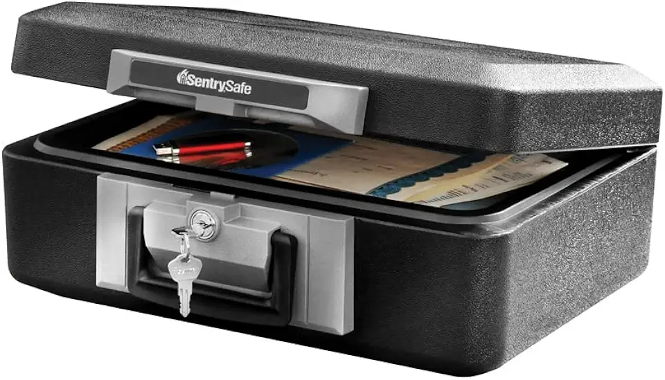 Sponsored Ad - SentrySafe Fireproof Safe Box with Key Lock, Chest Safe with Carrying Handle to Secure Money, Jewelry, Documents, 0.25 Cubic Feet