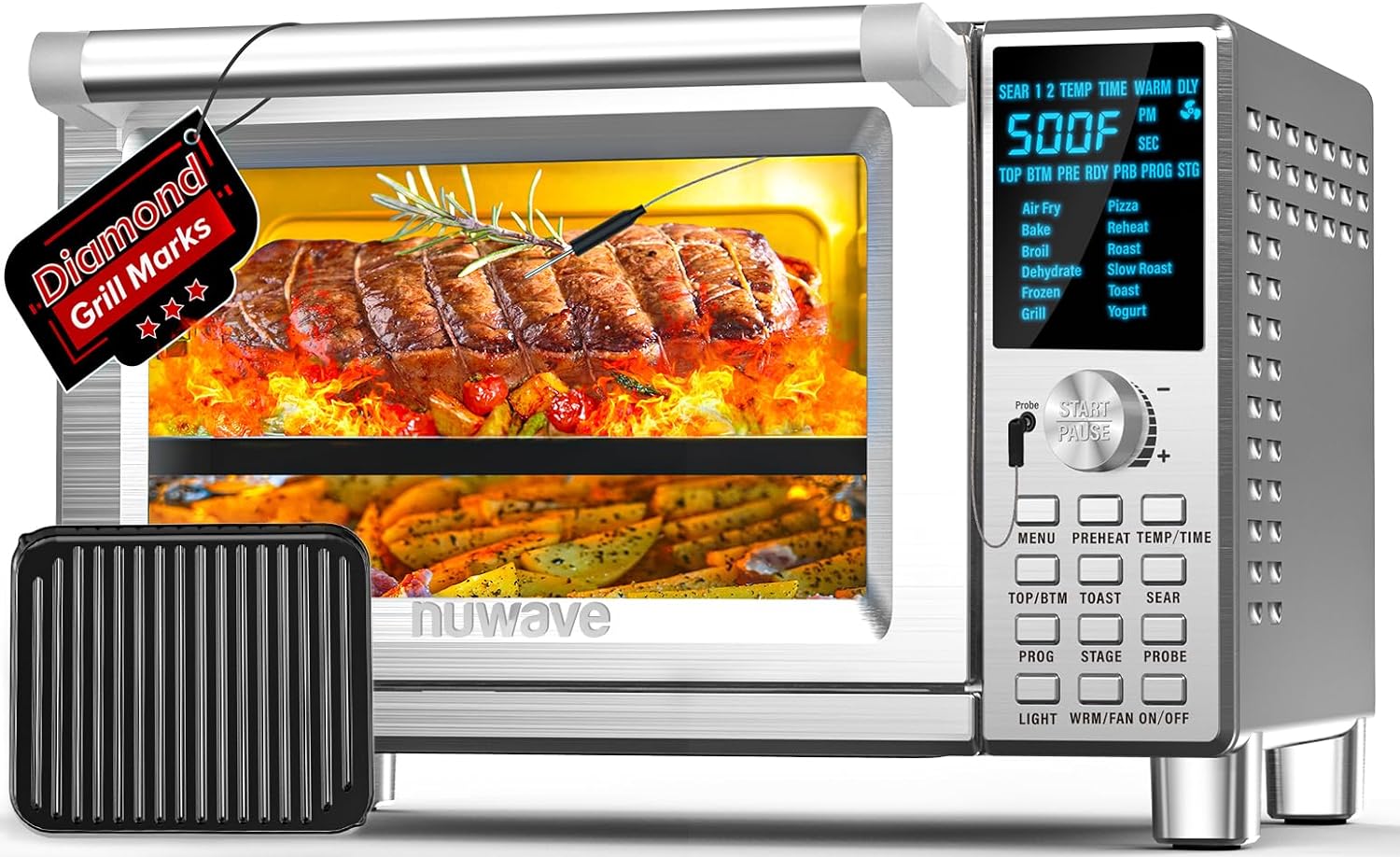 NUWAVE Bravo XL Air Fryer Convection Toaster Oven Countertop, 112-in-1 Smart Grill Combo with Original Flavors & Marks