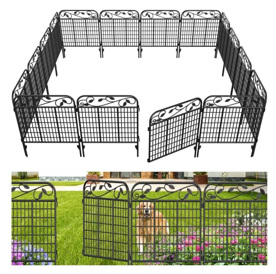 AMAGABELI GARDEN & HOME 4 Pack 44inch High 12ft Long Decorative Garden Fence Panels Border
