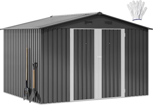 DWVO 10x8ft Metal Outdoor Storage Shed, Waterproof Tool Shed Heavy-Duty Storage Unit with Lockable Door and Vents, Ideal for Bicycles, Tools