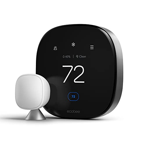 ecobee New Smart Thermostat Premium with Smart Sensor and Air Quality Monitor - Programmable Wifi Thermostat - Works with Siri, Alexa