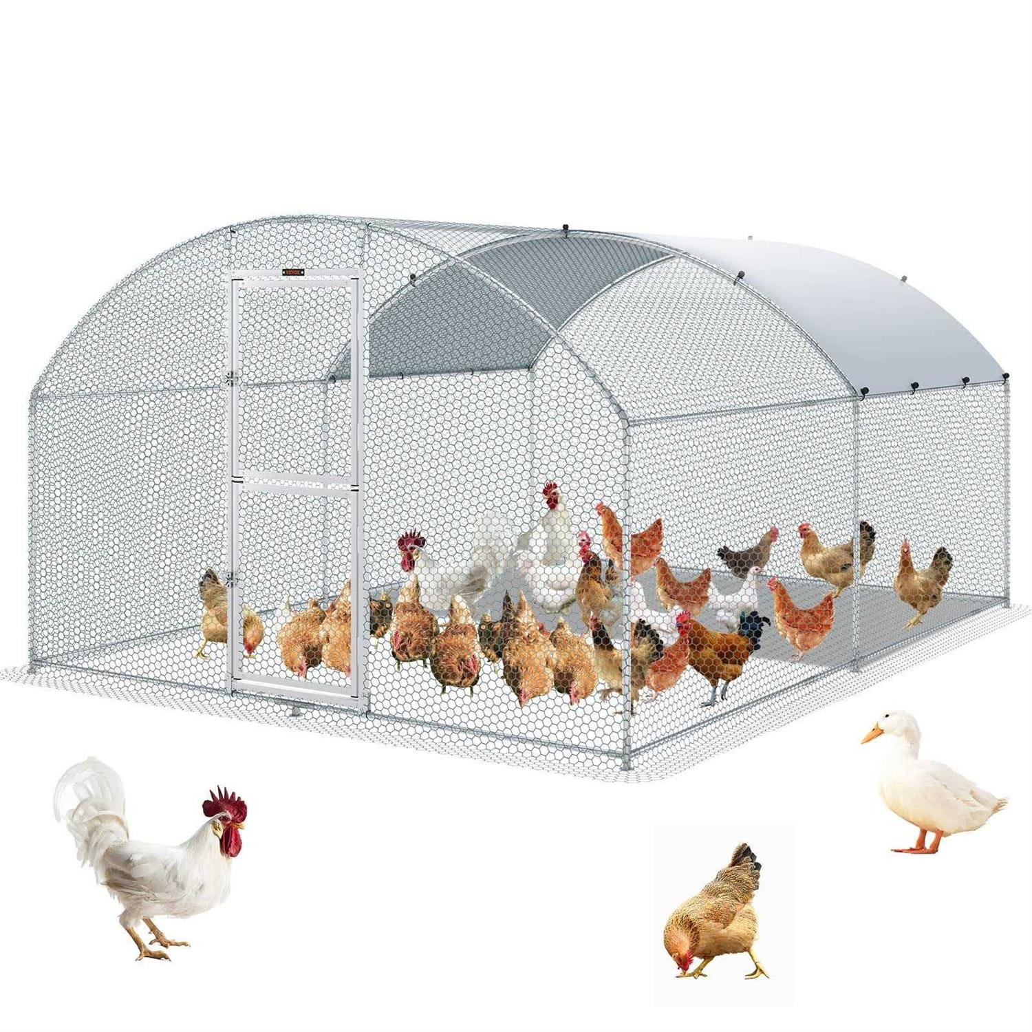 VEVOR Large Metal Chicken Coop with Run Walkin Chicken Coop for Yard with Waterproof Cover - Pet Supplies online store