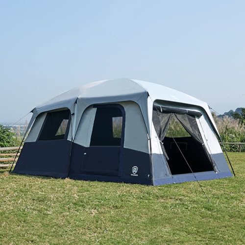 EVER ADVANCED 10 Person Camping Blackout Tent, Multi Room Tent for Family, Large Tents with Rainfly and Carry Bag, 2 Doors, Water-Resistant