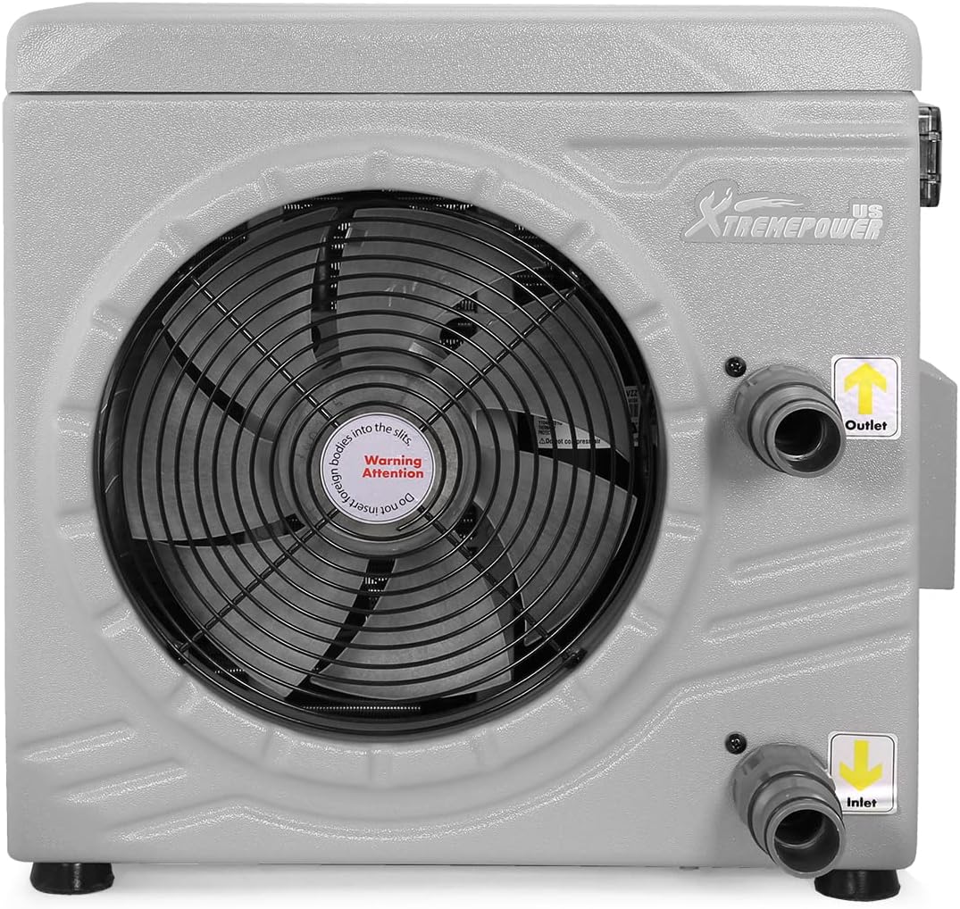 XtremepowerUS Above Ground Pool Heat Pump, Pool Heater Output 14,500BTU, for Pools up to 4700-gallon, 115V/60Hz, Titanium Heat Exchanger