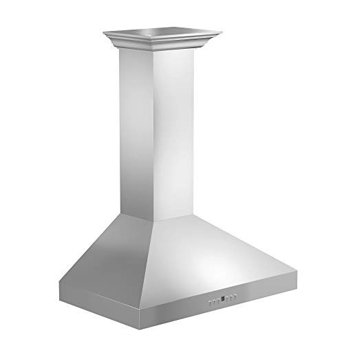 Z Line 667CRN-30 30" 900 CFM Professional Wall Mount Range Hood in Stainless Steel with Crown Molding