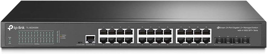 TP-Link TL-SG3428X | 24 Port Gigabit Switch, 4 x 10GE SFP+ Slots | L2+ Smart Managed | Omada SDN Integrated | IPv6 | Static Routing | Support QoS