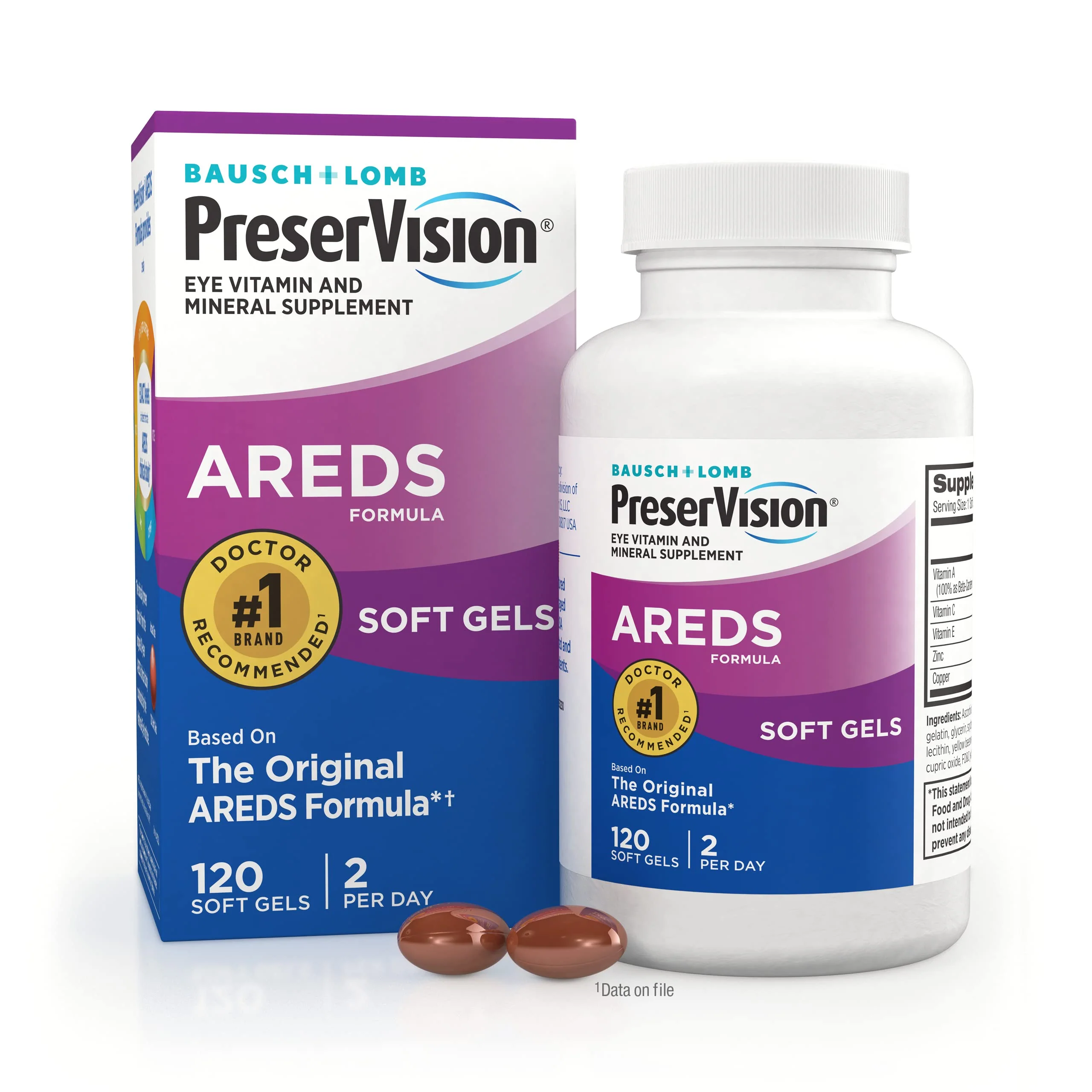 PreserVision Eye Vitamin & Mineral Supplement, from Bausch + Lomb, 120 Count (Pack of 1) - Kansas Nuitrition - HNZSDS