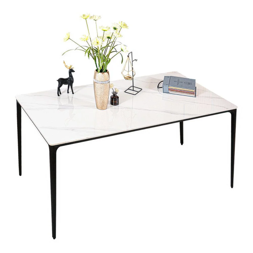 Dining Table Sintered Stone Marble Dining Table Porcelain Table top Sturdy legs Aluminium Alloy legs Table for Dining Room, Kitchen Room, Living Room
