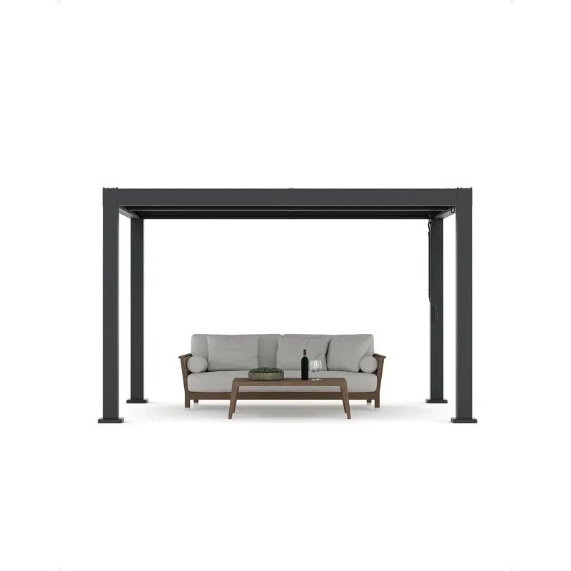 Enjyam Modern Louvered Pergola with Aluminum Frame, Adjustable Louvers & Integrated Drainage, Weather-Resistant Gazebo for Deck or Backyard, 10x12 FT