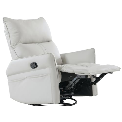 Swivel Rocker Recliner, Leather Rocker Recliner with 360 Degree Swivel & Reclining Function