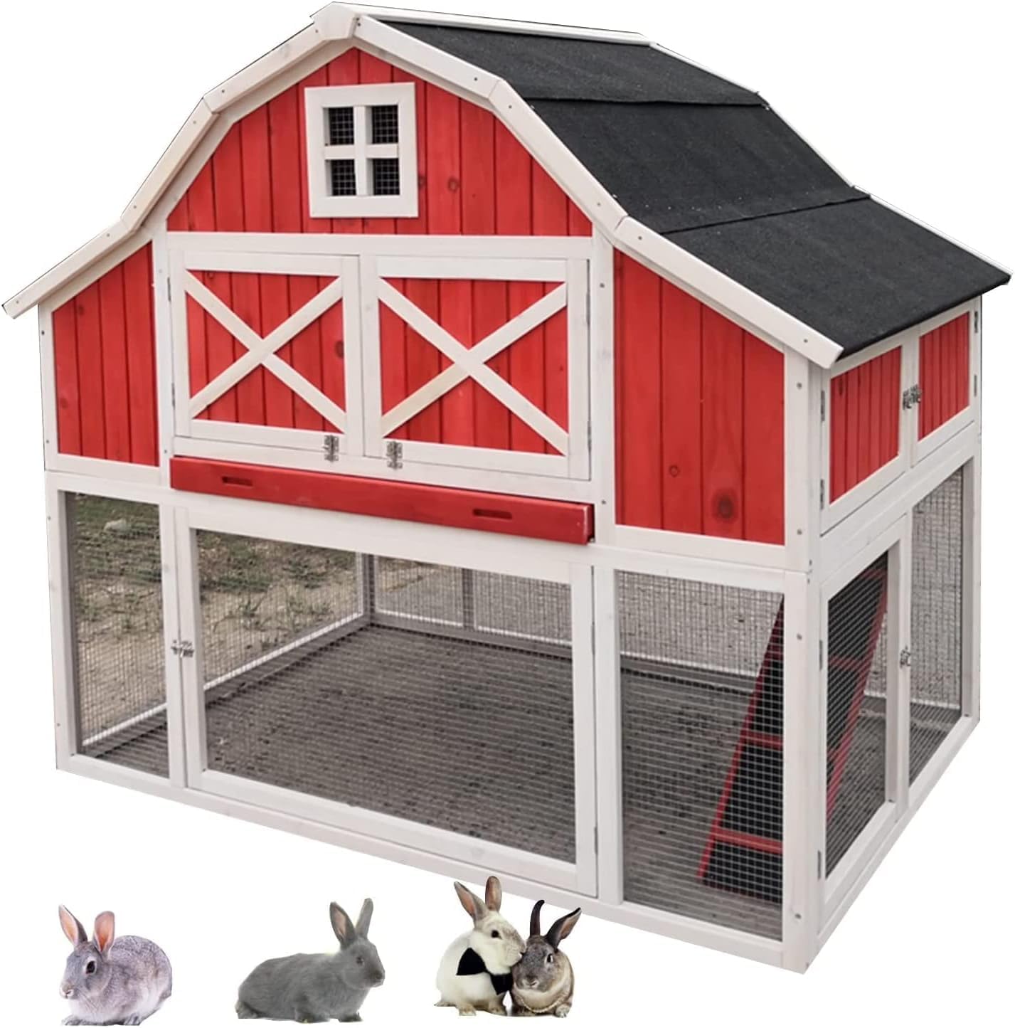 Original Chicken Duck Cage Rabbit Hutch Poultry Habitat, Outdoor Rabbit Hutch-Large Wooden 65 inch Bunny Hutch