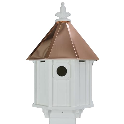 Bluebird Songbird Duplex Bird House with Copper Roof, Made in The USA (H8C) (4" x 4" Mount)