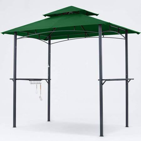 ABCCANOPY 8&X 5& Grill Gazebo Shelter, Double Tier Outdoor BBQ Gazebo Canopy with LED Light(Forest Green), Size: 8& x 5&