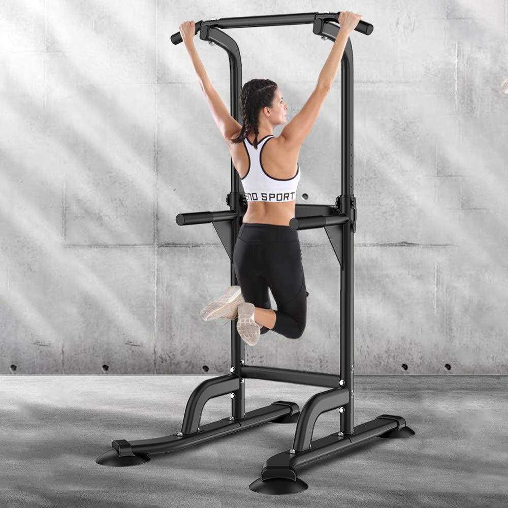 SogesHome Power Tower Pull Up Bar and Dip Station Adjustable Height Dip Stand Multi-Functional Strength Training Fitness Workout Station