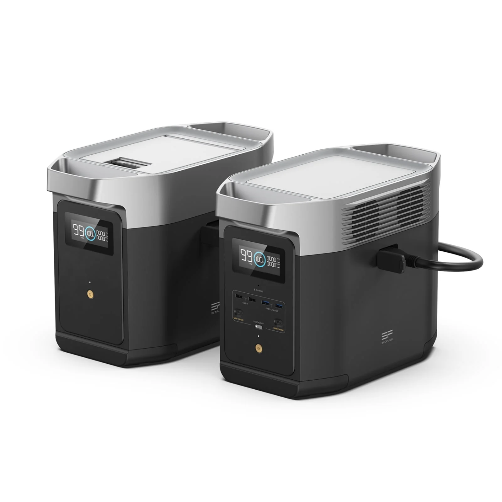 EcoFlow Portable Power Station DELTA2 with Smart Extra Battery, Expand Capacity from 1024Wh to 2048Wh, 2200W Solar Generator for Home Backup