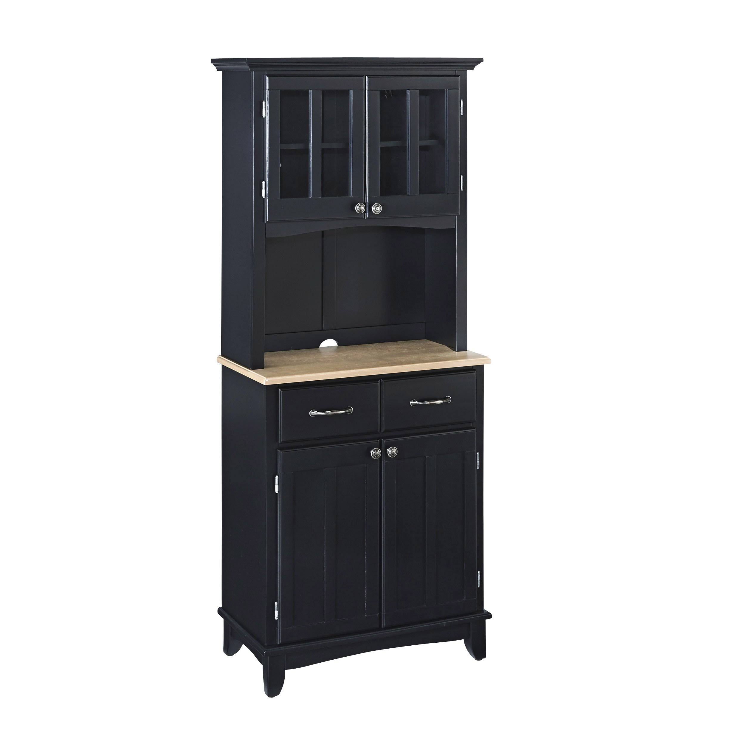 Home Styles Buffet of Buffet with Wood Top and Hutch - Black