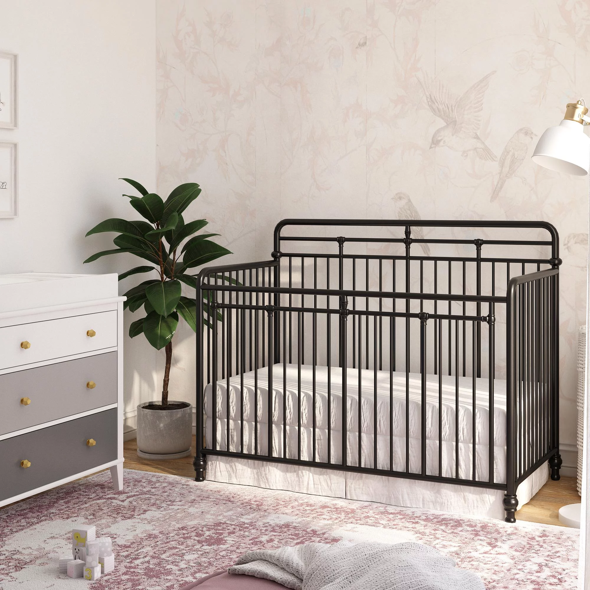 Little Seeds Monarch Hill Hawken Metal 3 in 1 Convertible Crib, Black