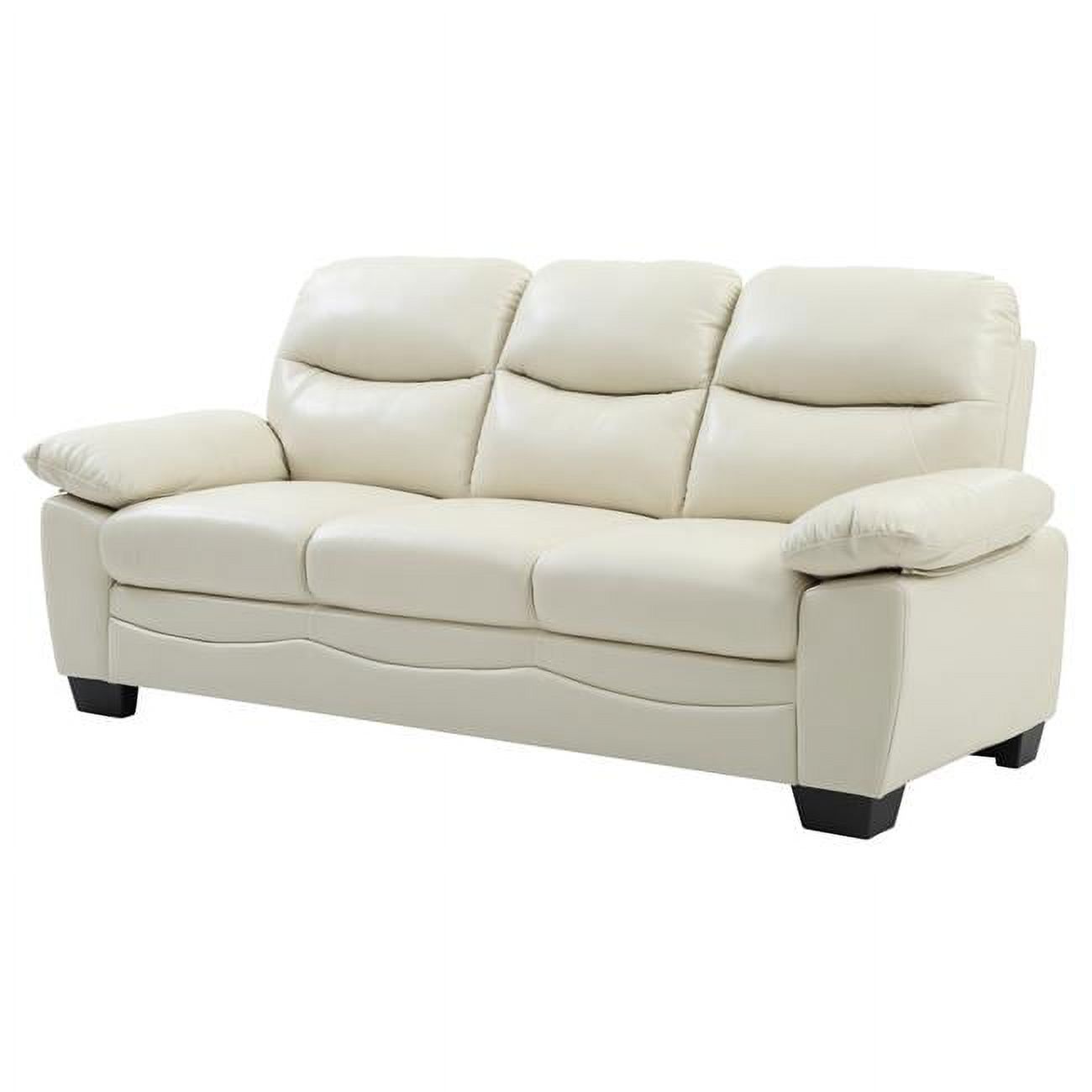 Passion Furniture Marta Flared Arm Faux Leather Pearl Straight Sofa PF-G675-S