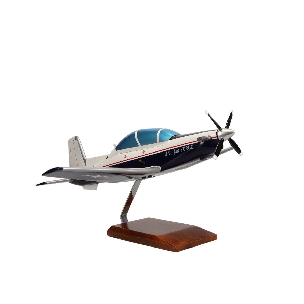 Beechcraft T-6a Texan II U.S. Air Force (Blue) Limited Edition Large Mahogany Model