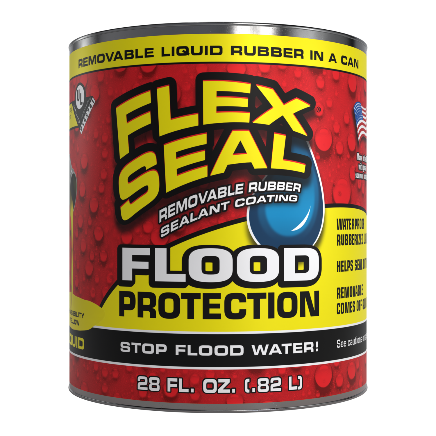 Flex Seal Flood Protection Liquid Rubber Sealant Coating, 28 fl oz, Yellow