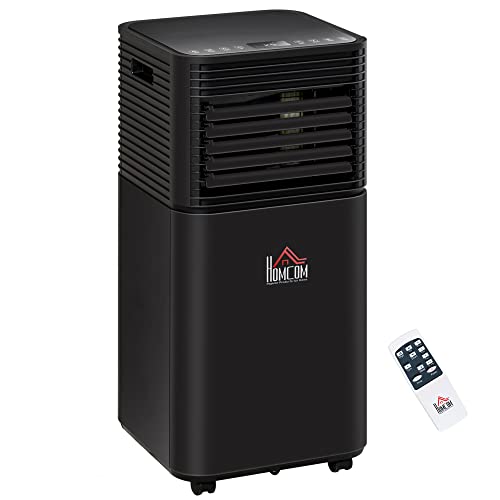 HOMCOM Portable Air Conditioner, 4-in-1 Mobile AC Unit with Dehumidifier, Cooling Fan, Sleep, Remote, 24H Timer, Auto Off, Window Installation Kit