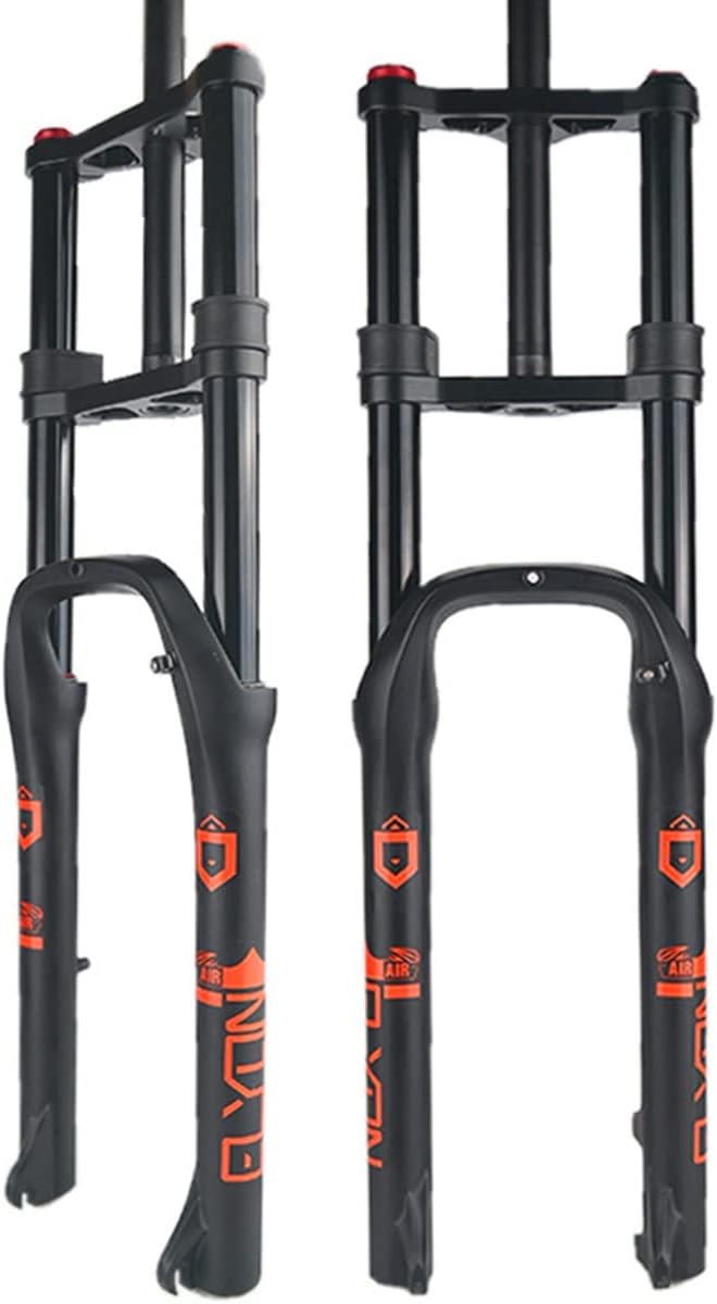 Air Suspension Forks 20/26 Inch 4.0" Tire Fat Bikes Fork Straight Double Shoulder Snow Bikes Front Fork Disc Brake HL Adjustable Rebound Bikes Fork