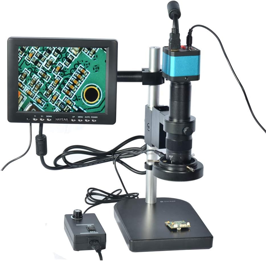 HAYEAR Full Set 14MP Industrial Digital Microscope Camera HDMI USB Outputs+180X C-Mount Lens+8 HD LCD Monitor+60 LED Illumination Light Lamp