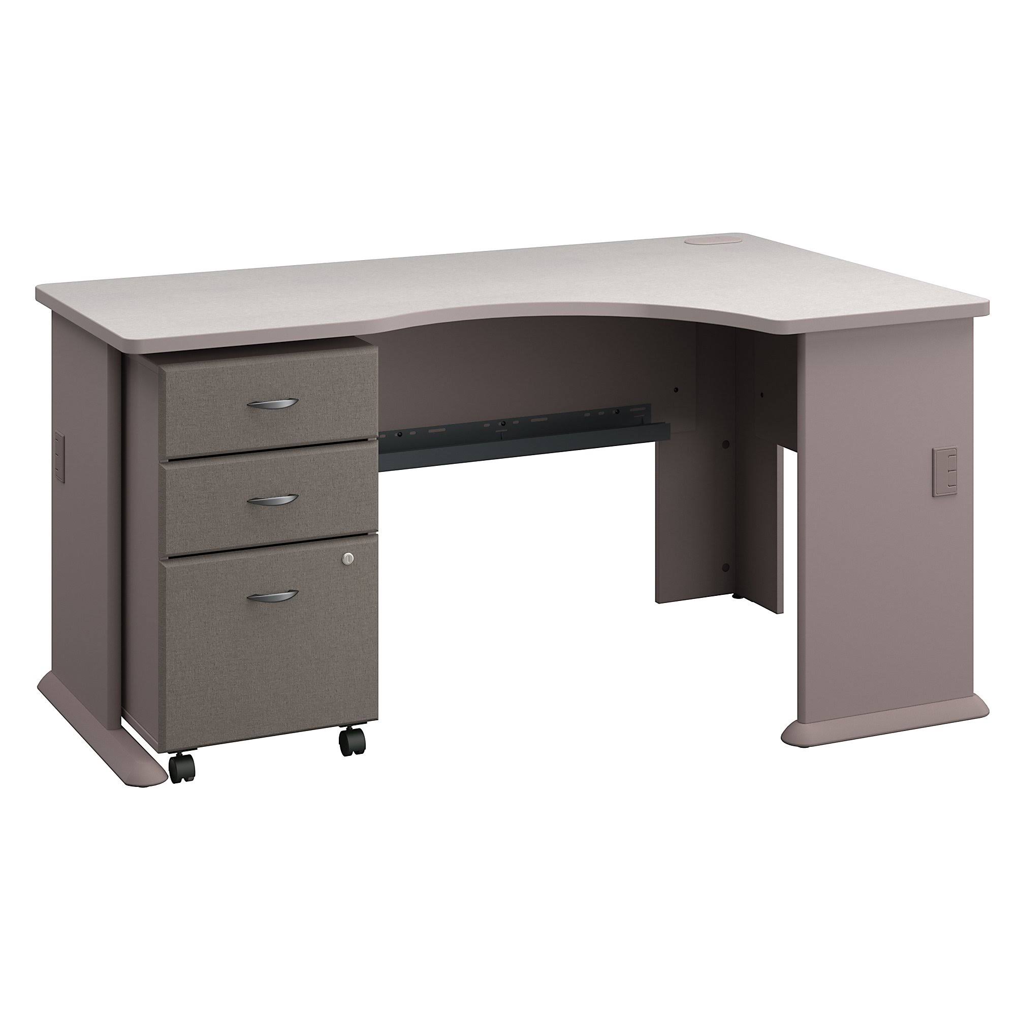 Bush Business Furniture Series A Right Corner Desk with Mobile File Cabinet | Pewter/White Spectrum