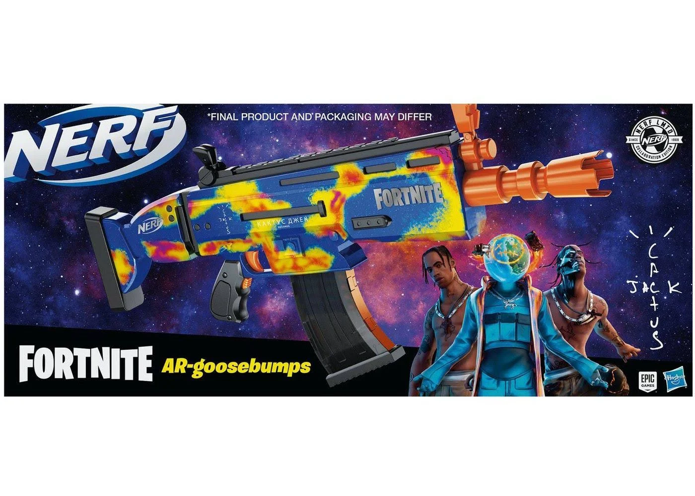 Travis Scott: Cactus Jack Fortnite AR Goosbumps Nerf Elite Dart Blaster New