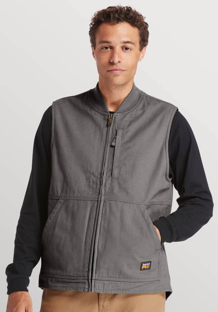 Timberland Pro Men&s Gritman Lined Canvas Vest, Pewter