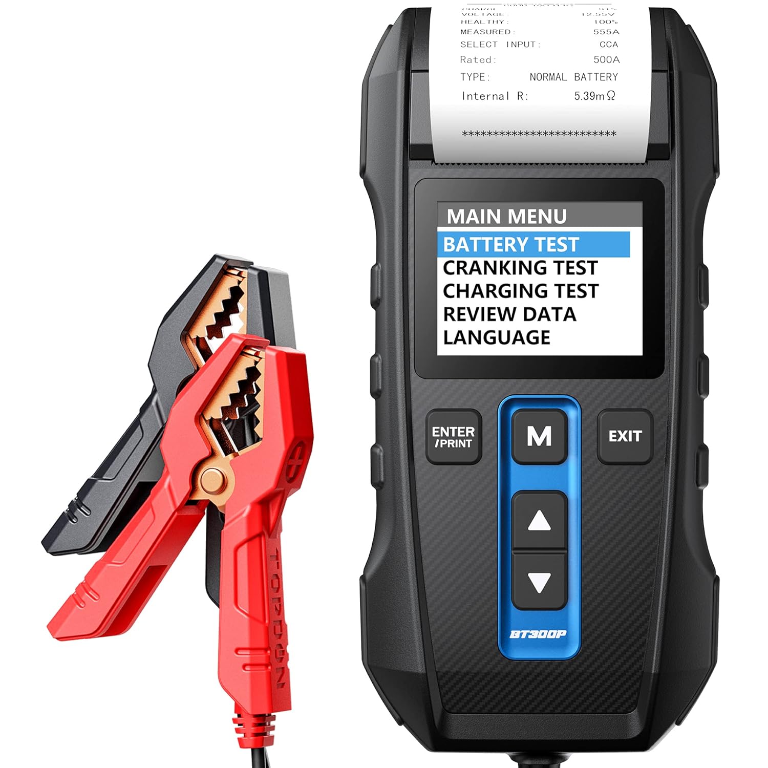 Car Battery Tester 12V 24V 100-2000CCA Lead-Acid Battery, TOPDON BT300P Alternator Tester, Load Tester, with Built-in Printer