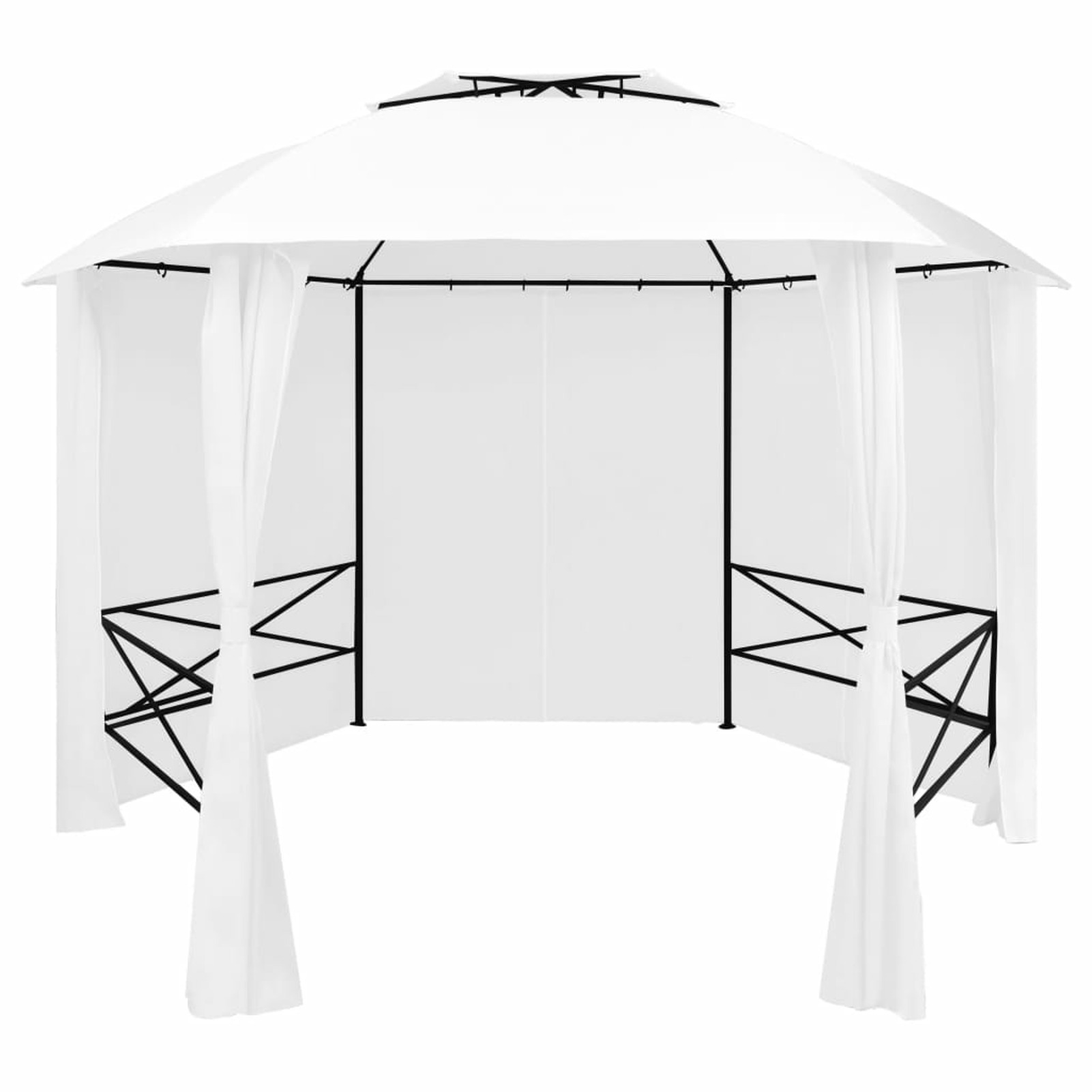 Carevas Garden Marquee with Curtains 141.7"x122.8"x104.3" White 0.6 ozft²