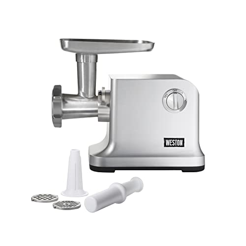 Weston Electric Meat Grinder & Sausage Stuffer, #12 750 Watt, 1 HP Motor, Grinds 4 lbs Per Minute, Includes Stainless Steel Grinding Plates