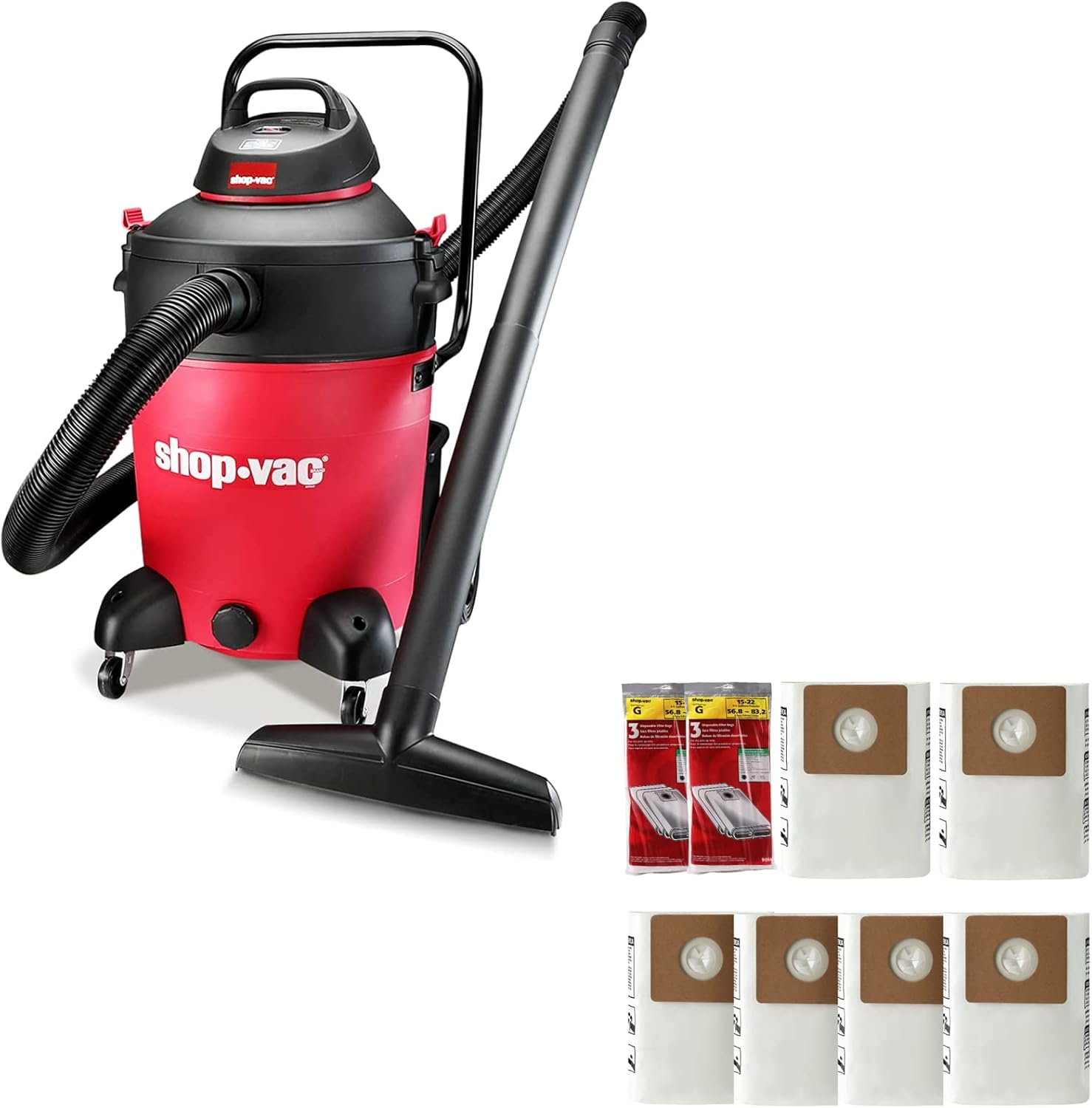 Shop-Vac 14 Gallon 6.5-Peak HP Wet/Dry Vacuum+90663 Disposable Filter Bags