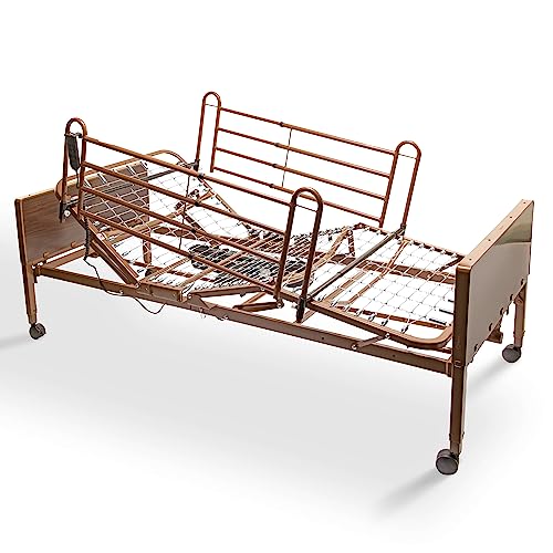 Full Electric Hospital Bed for Home Use with Foam Mattress and Half Rails - Medical Bed for Long Term Care and Medical Facilities - 36" x 80"