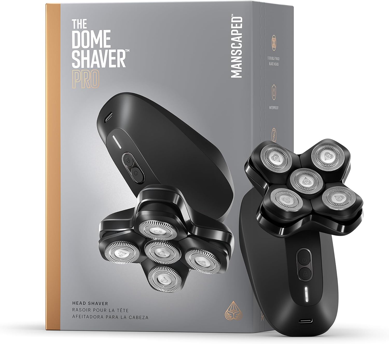 MANSCAPED® The Dome Shaver™ PRO Head Shaver for Bald Men – Five Rotary Blade Design with SkinSafe® & FlexAdjust Technology, Waterproof