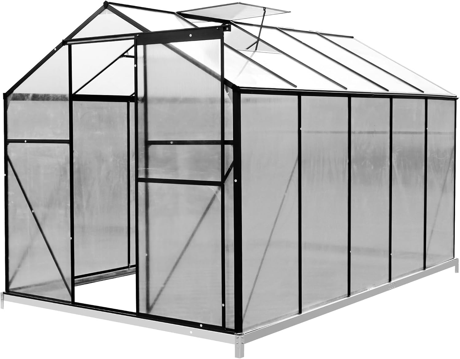 Zstar 10x6 FT Polycarbonate Greenhouses with Sliding Door and Adjustable Vent Window