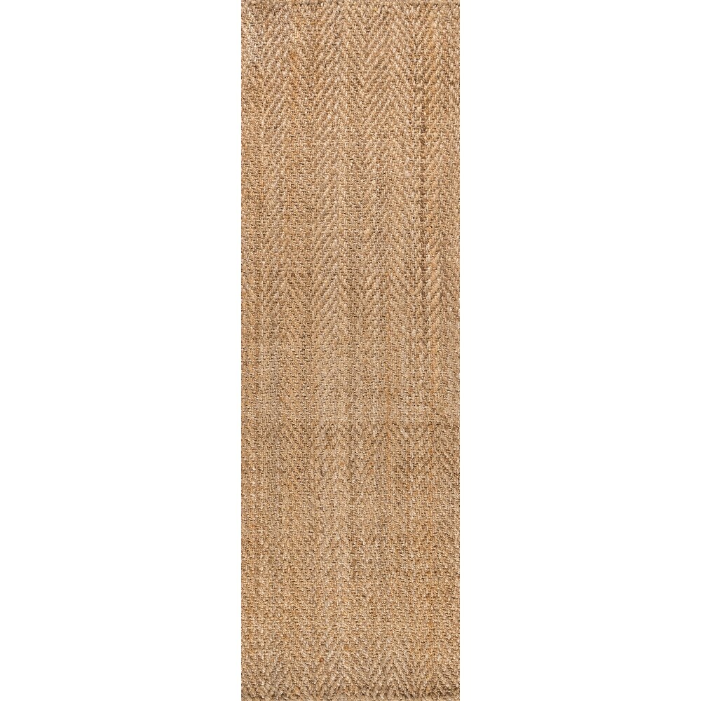 JONATHAN Y JONATHAN  Y Estera Hand Woven Herringbone Chunky Jute Area Rug 2 X 8