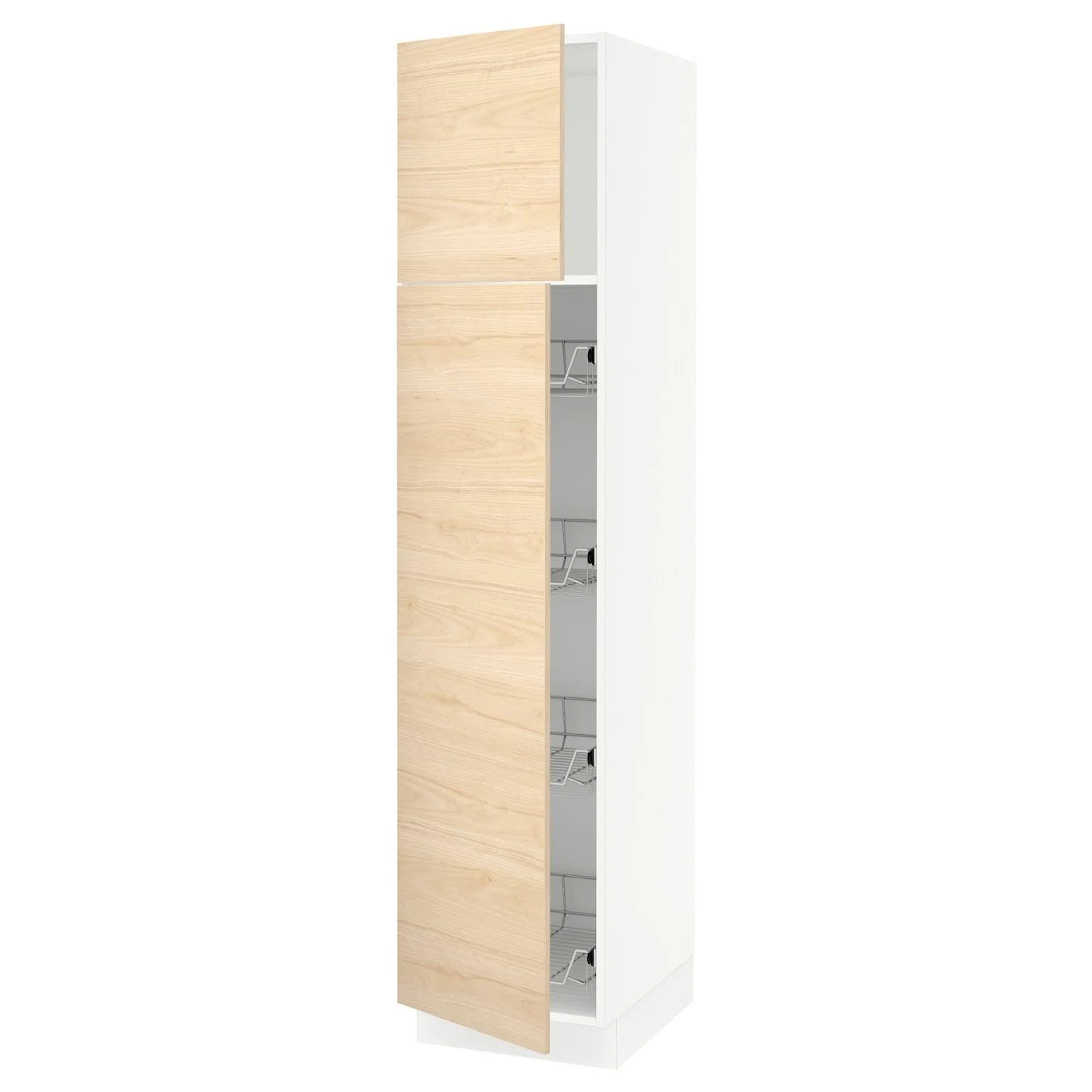 IKEA - SEKTION High Cabinet W door/wire Baskets, white/Askersund Light Ash Effect, 18x24x80 19343239