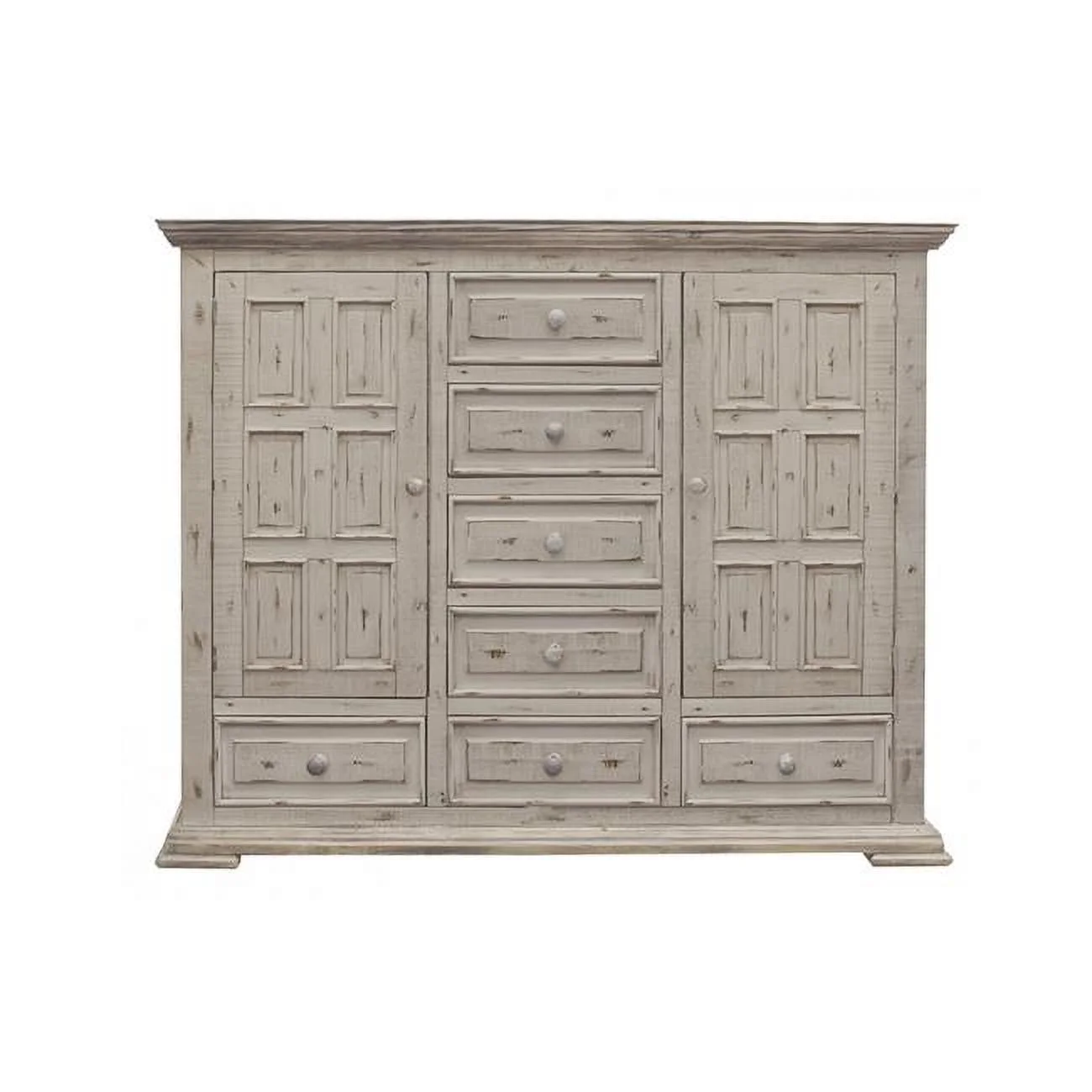 HomeRoots 524566 64 in. White Solid Wood Seven Drawer Gentlemans Chest