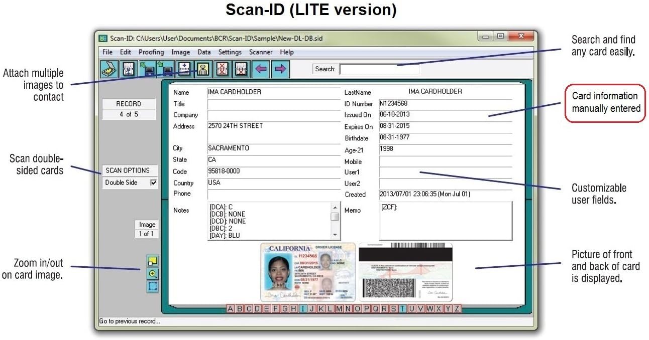 Medical Insurance Card and ID Card Scanner (w/Scan-ID LITE, for Windows)