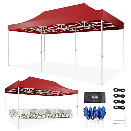 AMERICAN PHOENIX 10x20 Canopy Tent Pop Up Portable Instant Commercial Heavy Duty Outdoor Market Shelter (10'x20' (Black Frame), Blue)