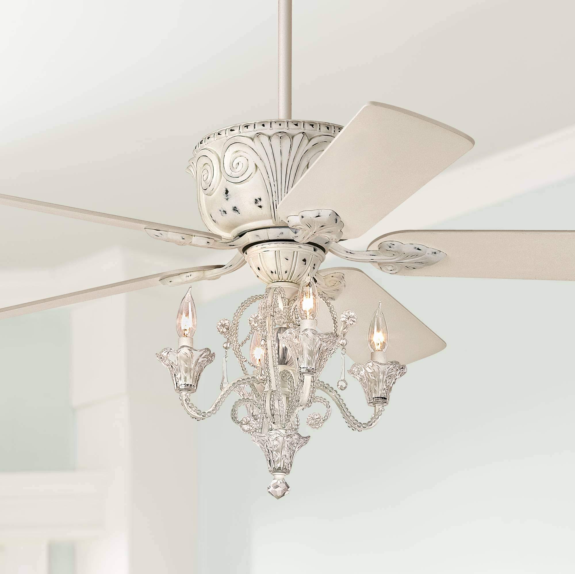 52x22 Casa DeVille White Ceiling Fan with Pull Chain LED Kit